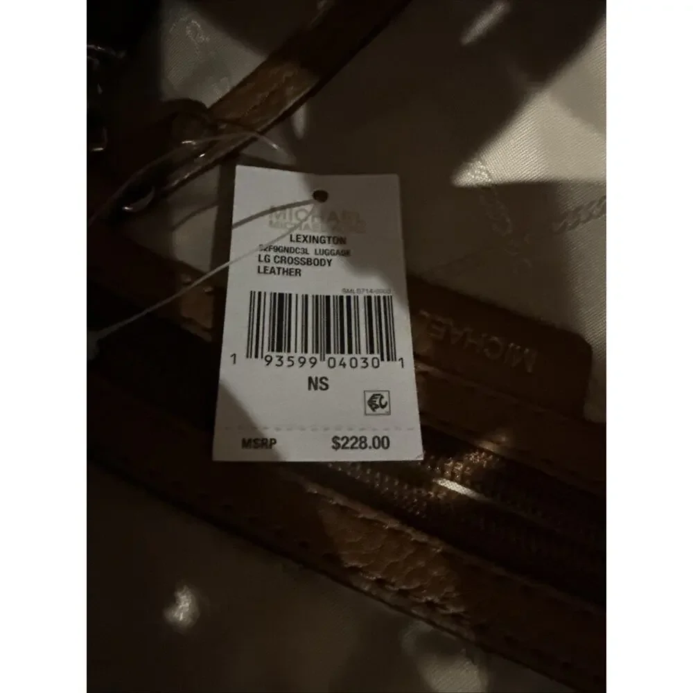 NWT Michael Kors Lexington Pebbled Leather Shoulder Handbag Luggage Color Purse